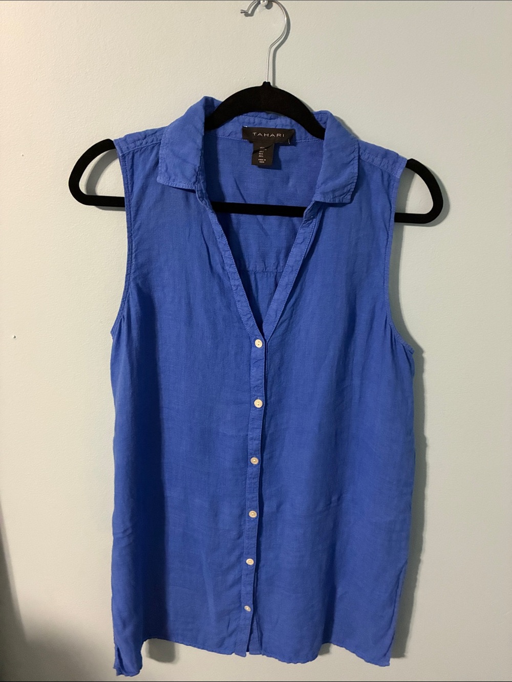 Tahari Royal Blue Sleeveless Button-Down Shirt/Dress